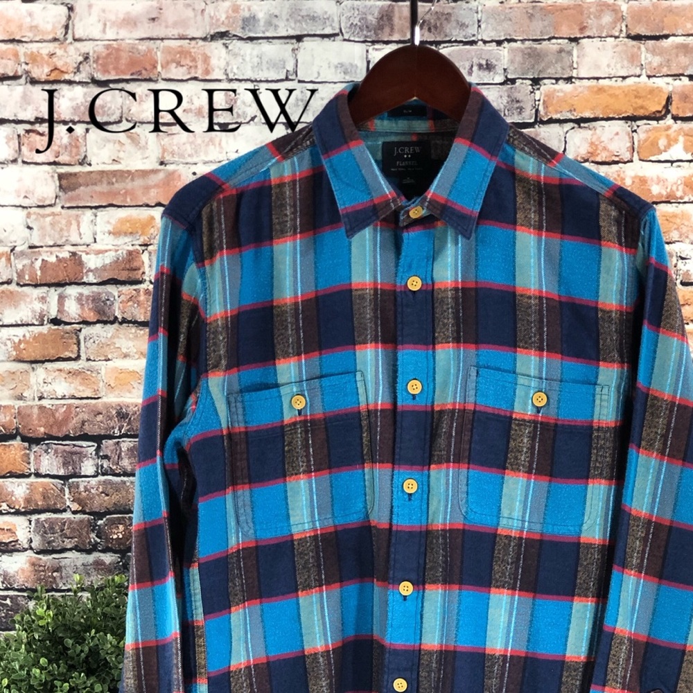 J. Crew Blue-Black-Red Plaid Flannel Shirt